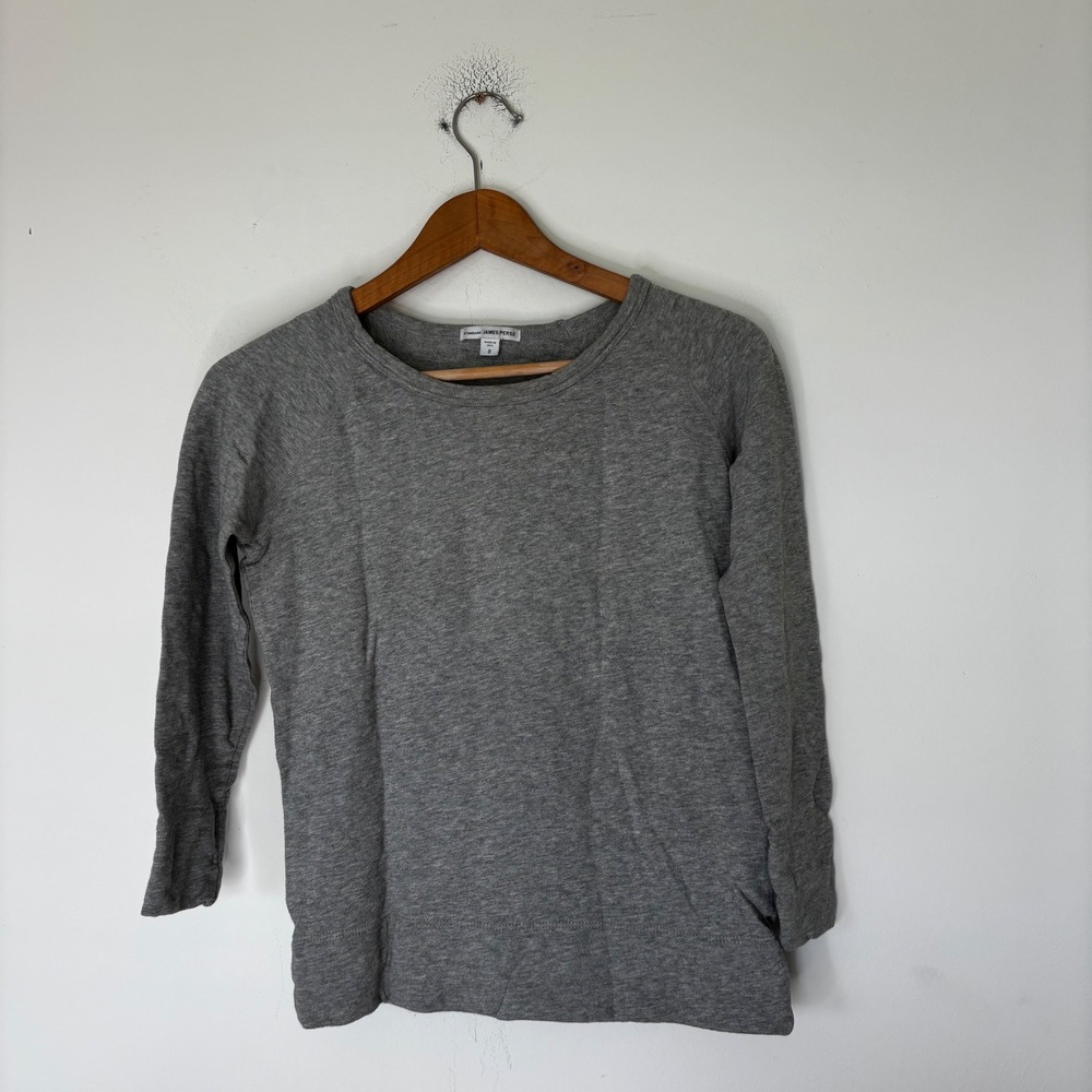 James Perse Standard 100% Cotton Grey 3/4 Sleeve Tee Shirt Size 0